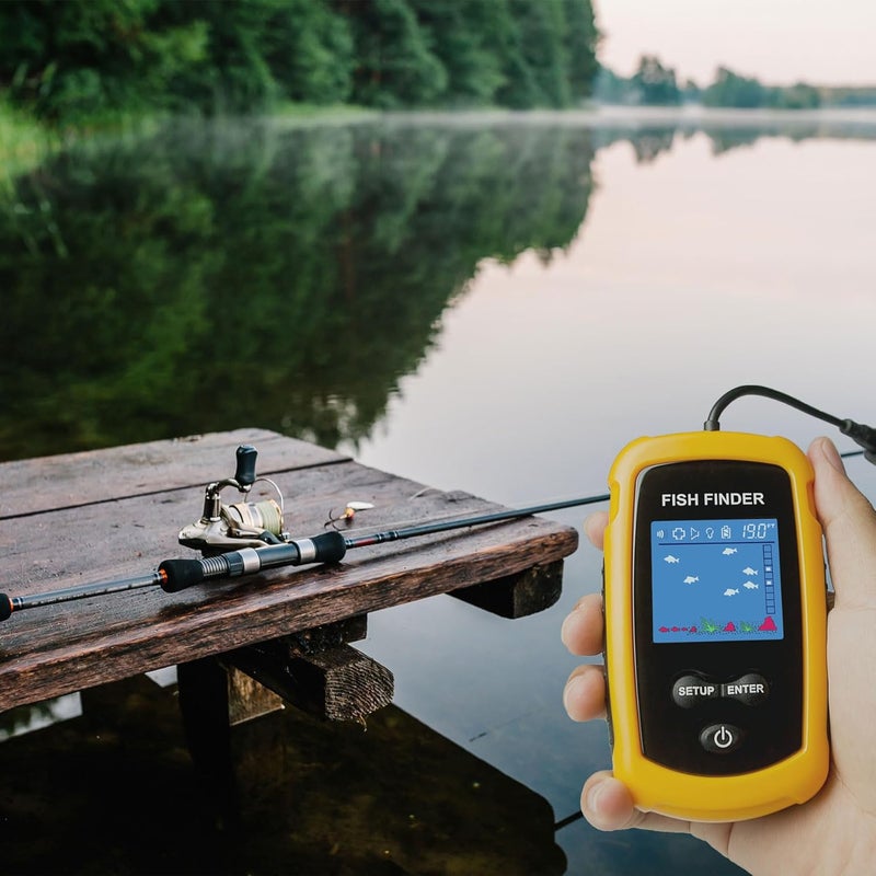 Venterior Portable Wired Fish Finder Ice Kayak Fishing Gear Water Depth Finder Handheld Fishfinder LCD Display Sonar Transducer - Image 5